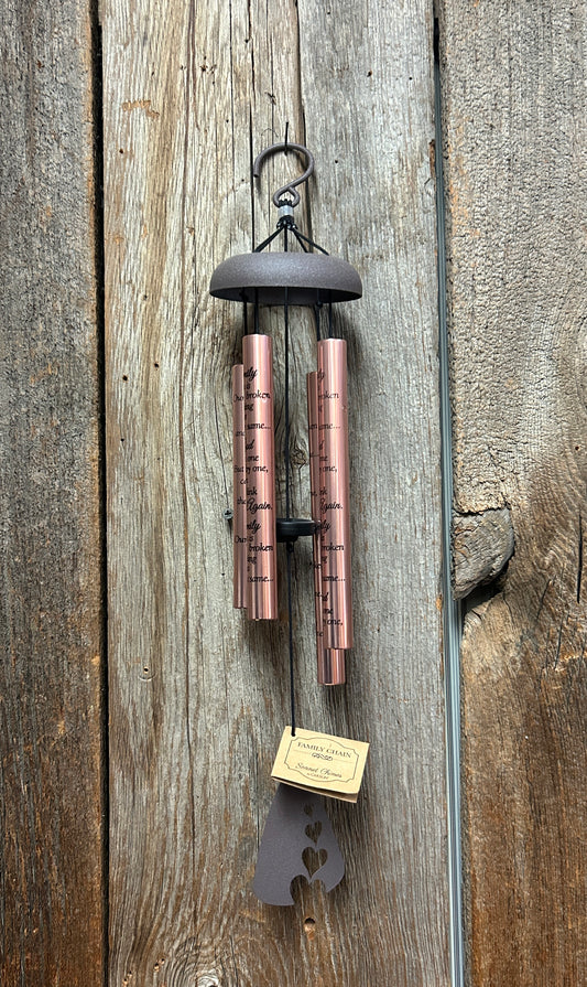 Wind Chime - 21" - Our Family Chain is Broken... - Copper Coloured Tubes - Memory Sonnet Series