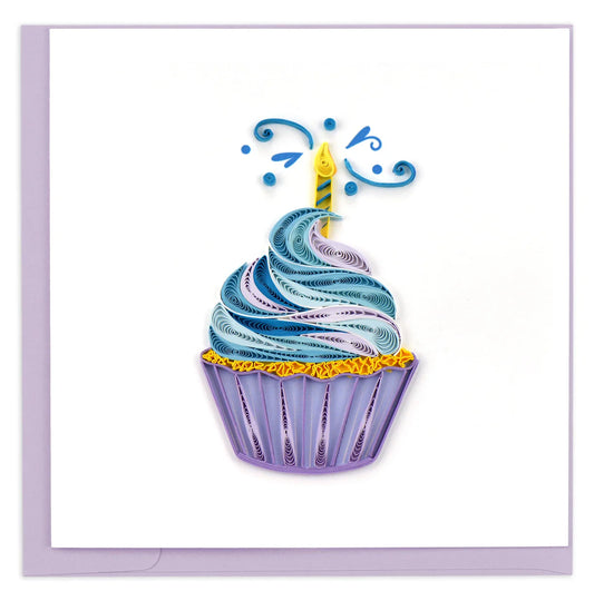 Quilling Card -  Cupcake & Candle - handcrafted - Blank inside