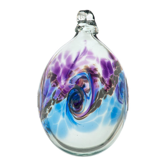 2" Van Glow Oval Friendship Ball - Purple/Blue - Canadian Blown Glass