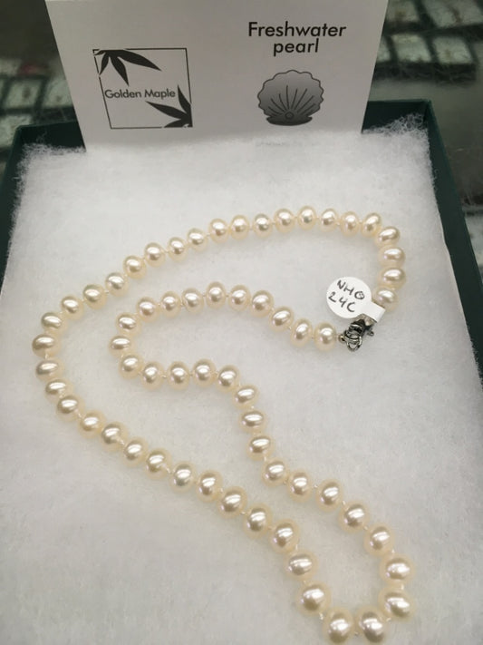Necklace - Freshwater Pearls - 18 inch Single Strand, Large White Pearls