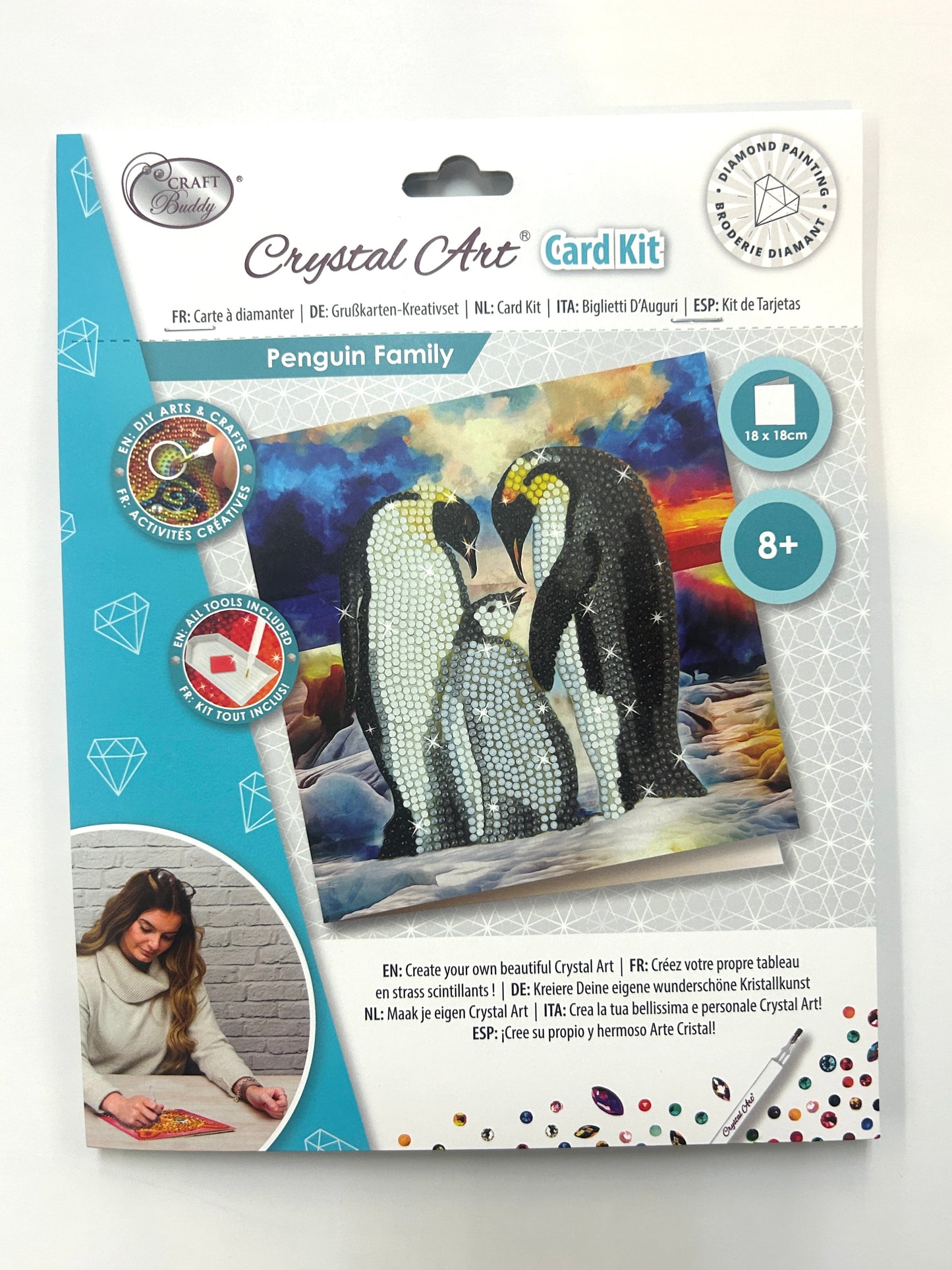 Crystal Art Card Kit - Penguin Family - Craft Kit