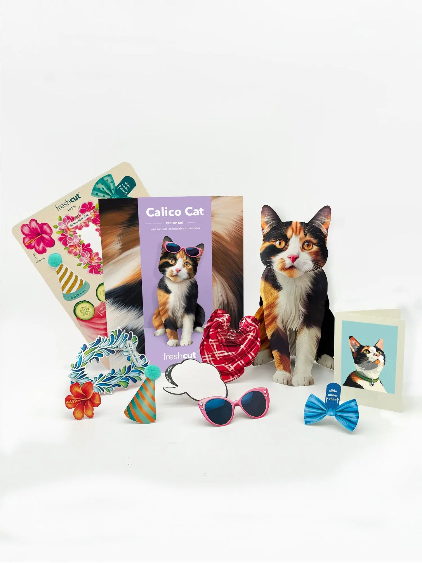 Pop up Cat Card - Calico Cat - Fresh Cut