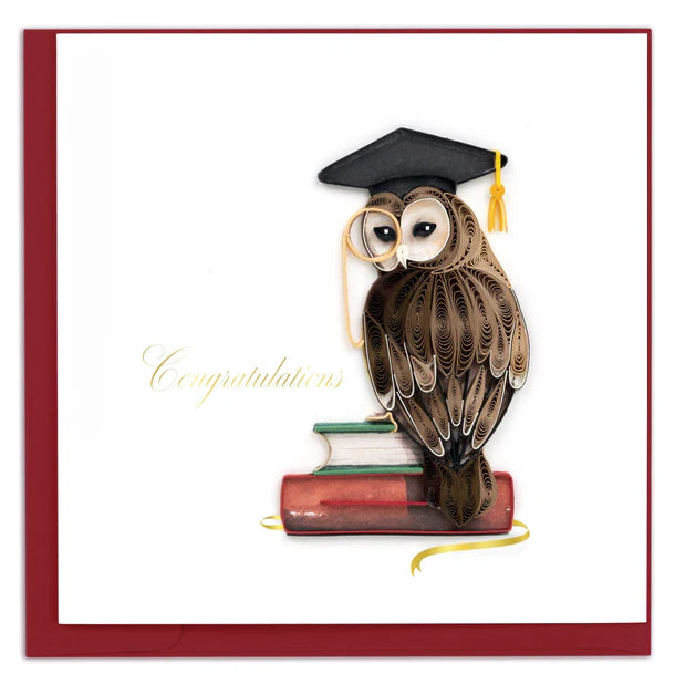 Quilling Card - Graduation Owl - handcrafted - Blank inside