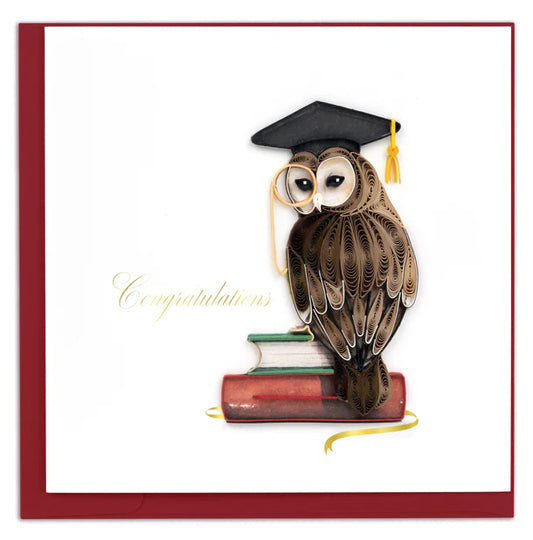 Quilling Card - Graduation Owl - handcrafted - Blank inside