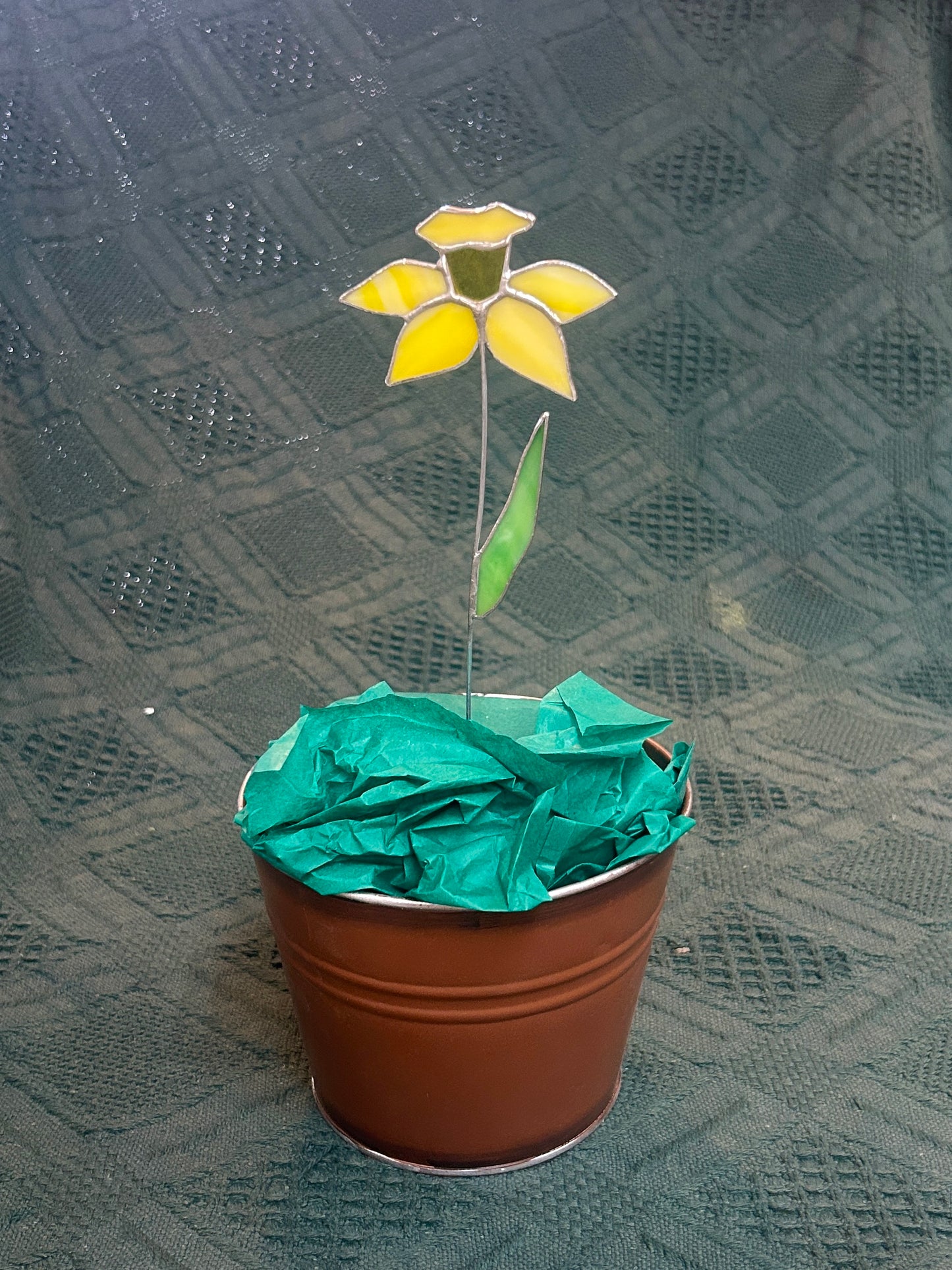 Daffodil - Stained Glass Planter Stake