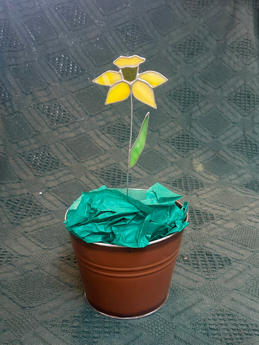 Daffodil - Stained Glass Planter Stake