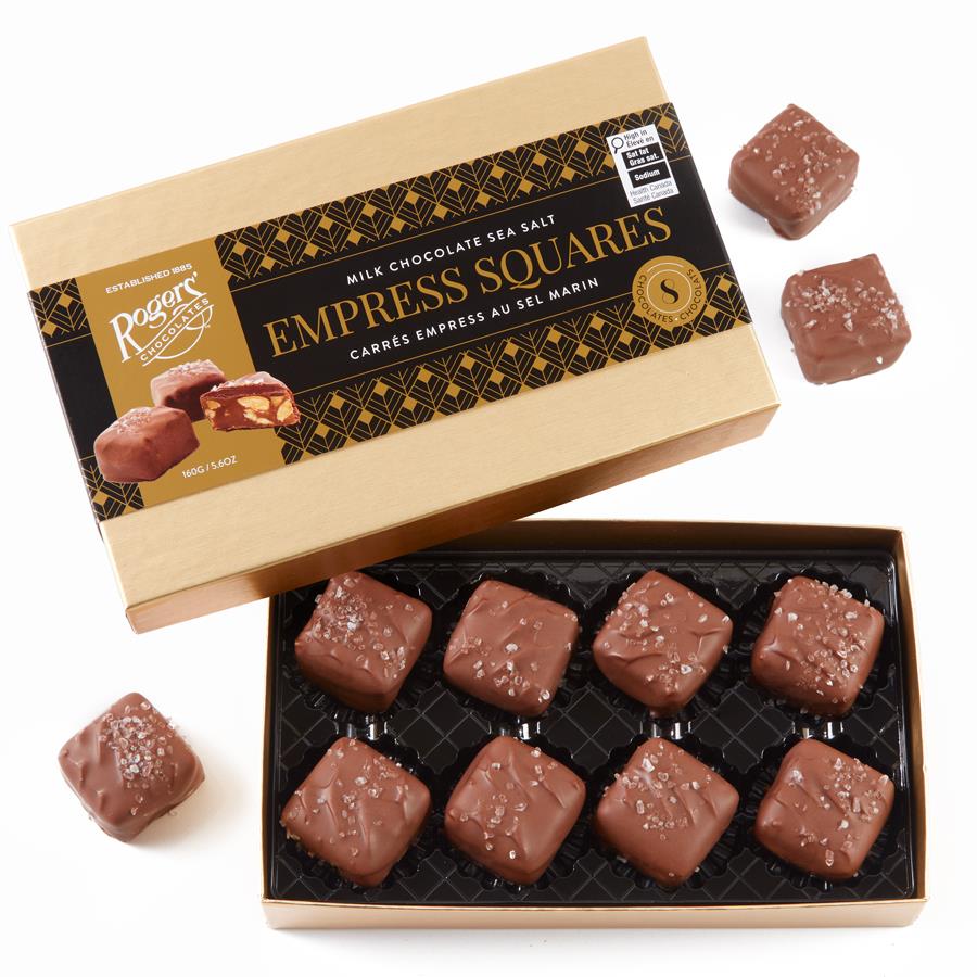 Sea Salt Empress Squares gold box of chocolates