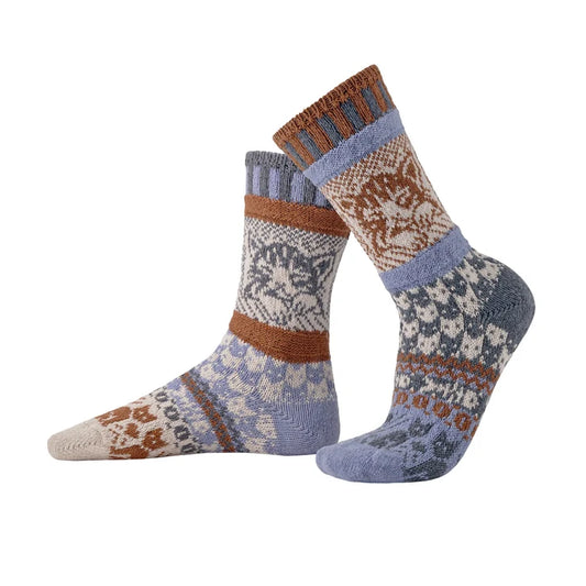 Cat - Large - Mismatched Crew Socks - Solmate Socks