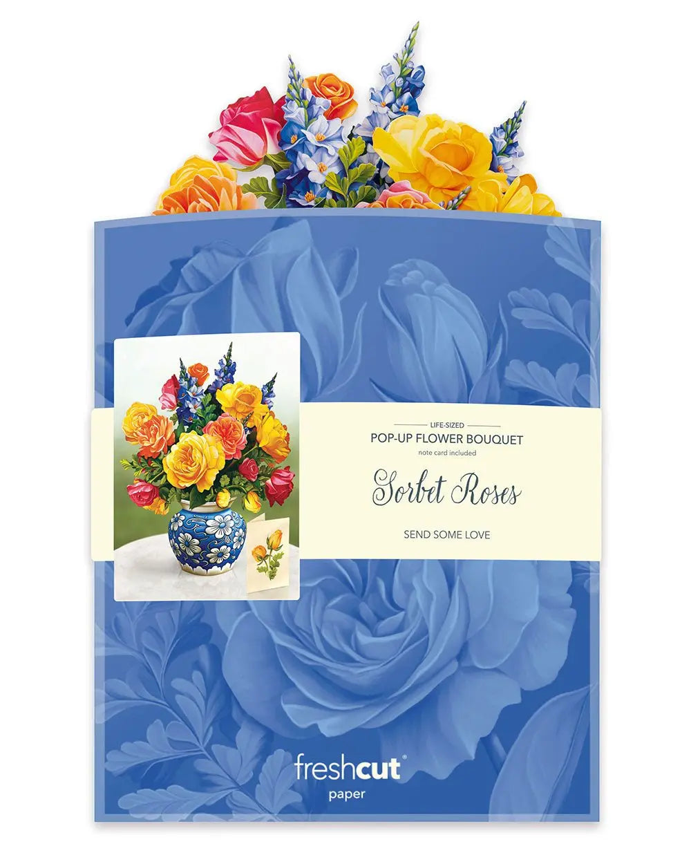Flower Bouquet Popup Card - Sorbet Roses - Fresh Cut