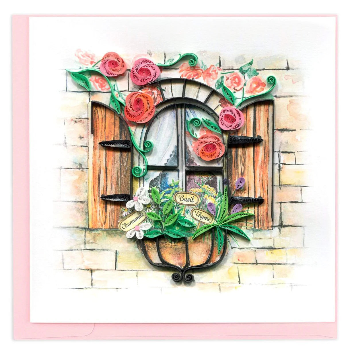 Quilling Card - Herb Garden - Handcrafted - Blank inside