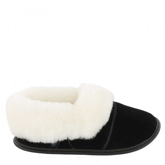 Mens Low-cut - 7.5/8.5  Black / White fur: Garneau Slippers