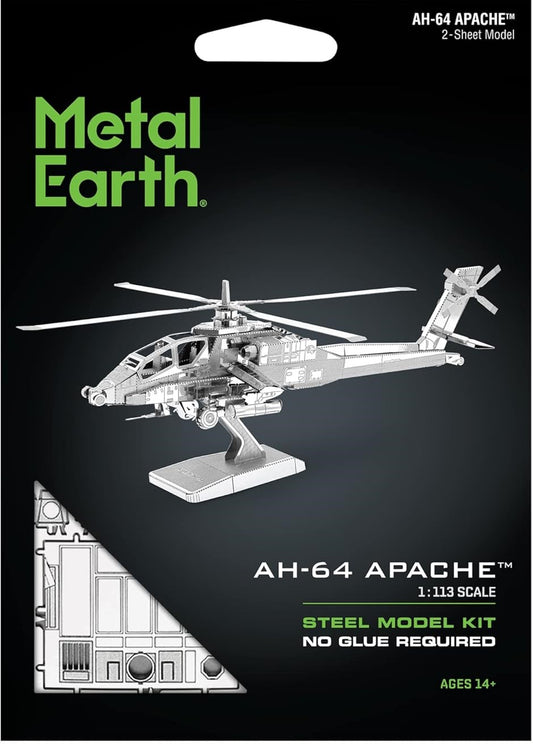 Metal Earth - AH-64 Apache - 1:113 Scale - Steel Model Kit - 2 Sheet Model