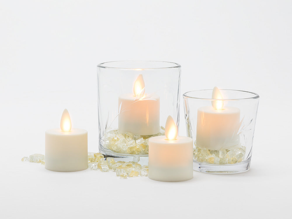 Ivory - Set of 2 Tealights - 1.5 x 2 inch Reallite Flameless Candle with Timer - moving flame