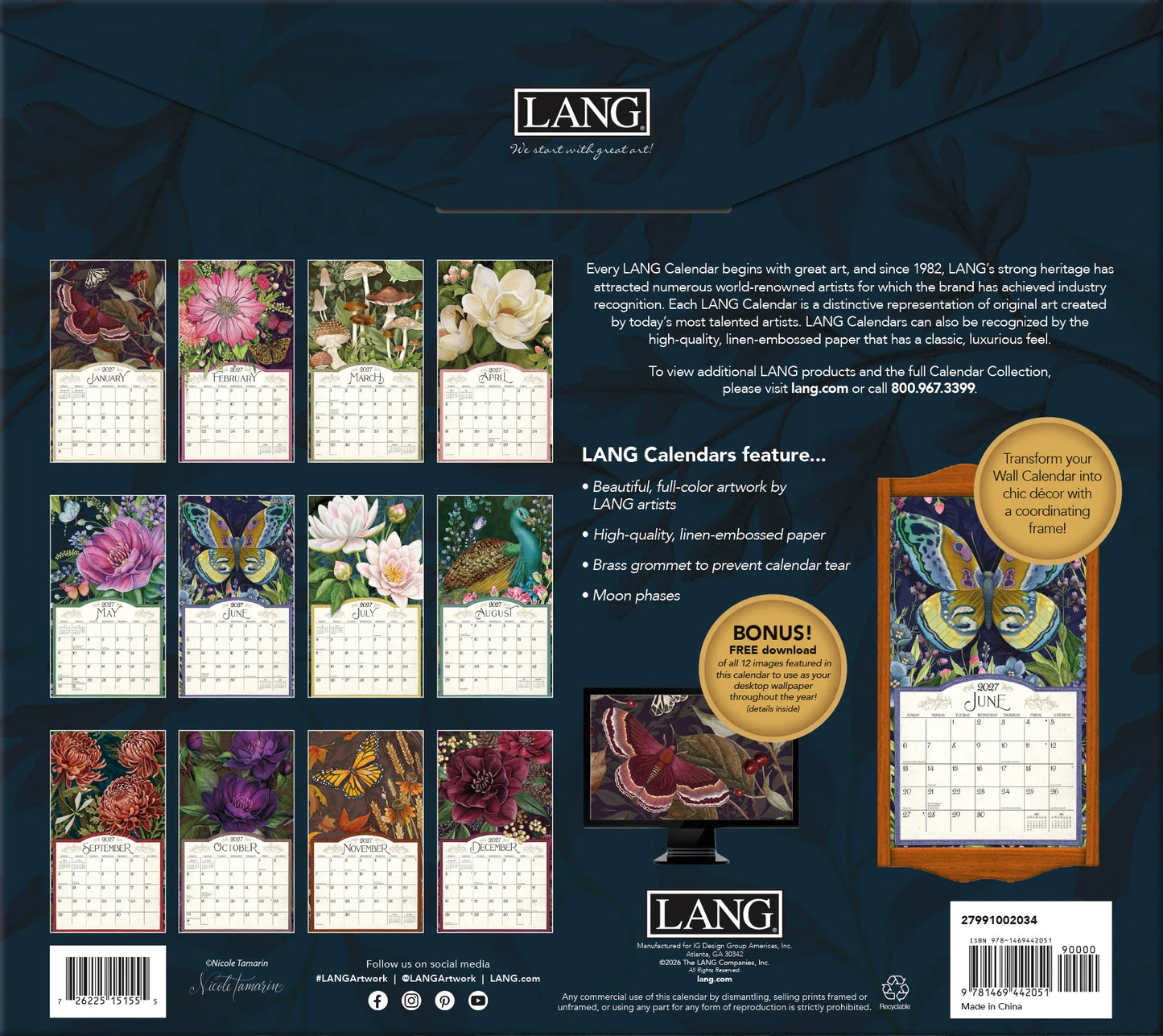Lang Calendar - Midnight Garden - Nicole Tamarine