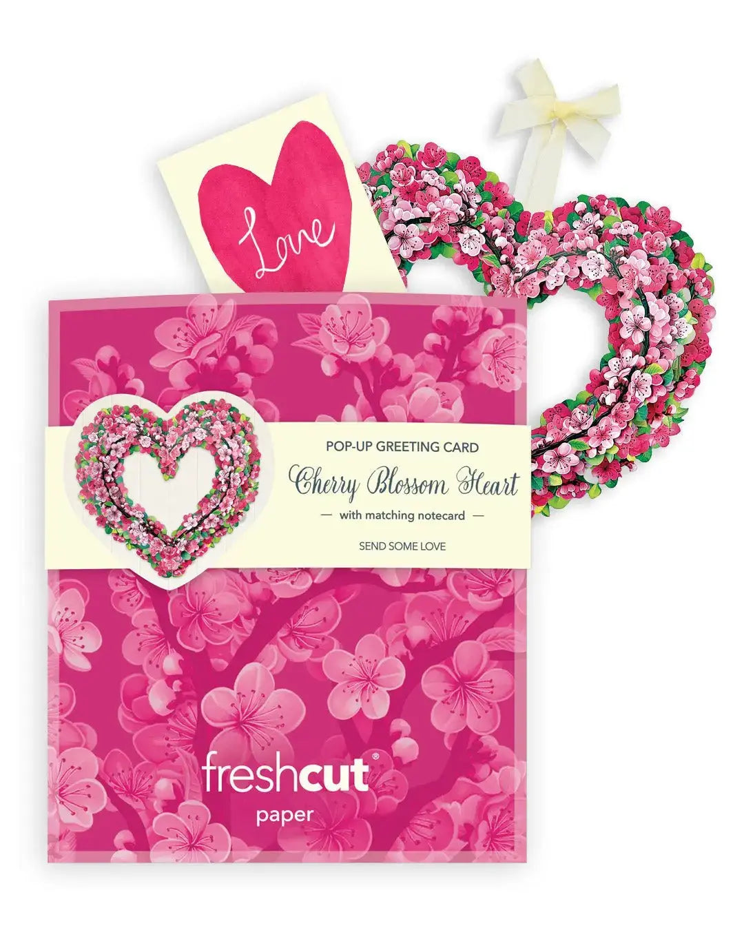 Mini Flower Bouquet Popup Card - Cherry Blossom Heart - Fresh Cut
