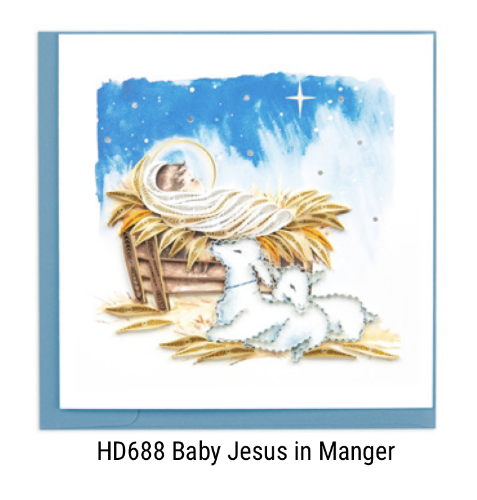 Quilling Card - Christmas - Baby Jesus in Manger - handcrafted - Blank inside