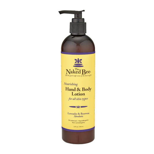 Hand & Body Lotion 12 oz Pump Bottle - Lavender & Beeswax Absolute - The Naked Bee