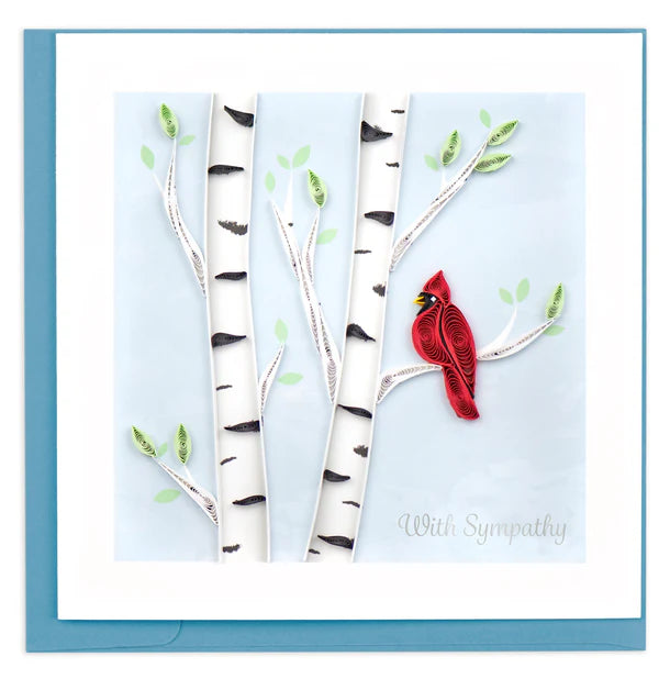 Quilling Card - Cardinal Sympathy - handcrafted - Blank inside