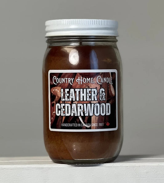 Leather and Cedarwood - Small Jar - Country Home Candle