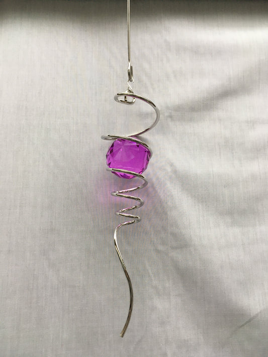 Spiral Tail with Pink/Purple crystal ball - 10 inch