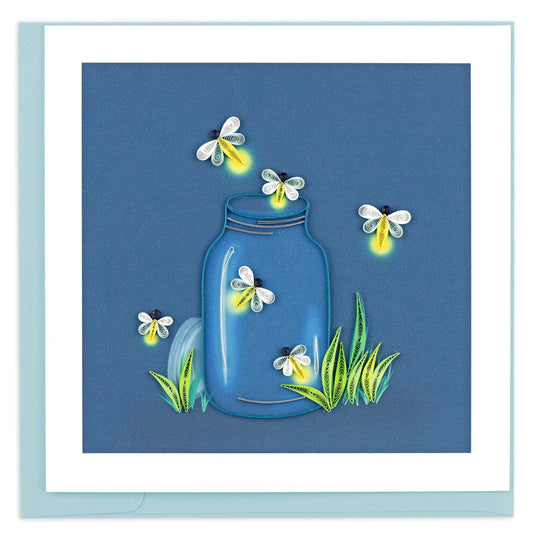 Quilling Card - Fireflies - handcrafted - Blank inside
