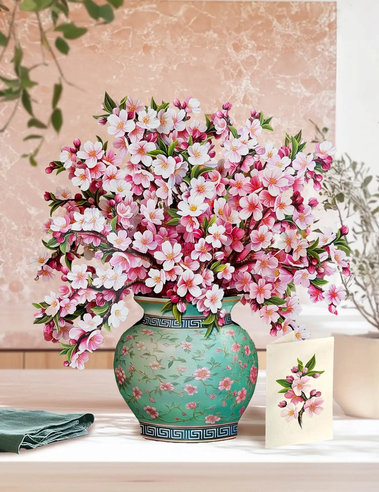 Flower Bouquet Popup Card - Japanese Cherry Blossoms - Fresh Cut