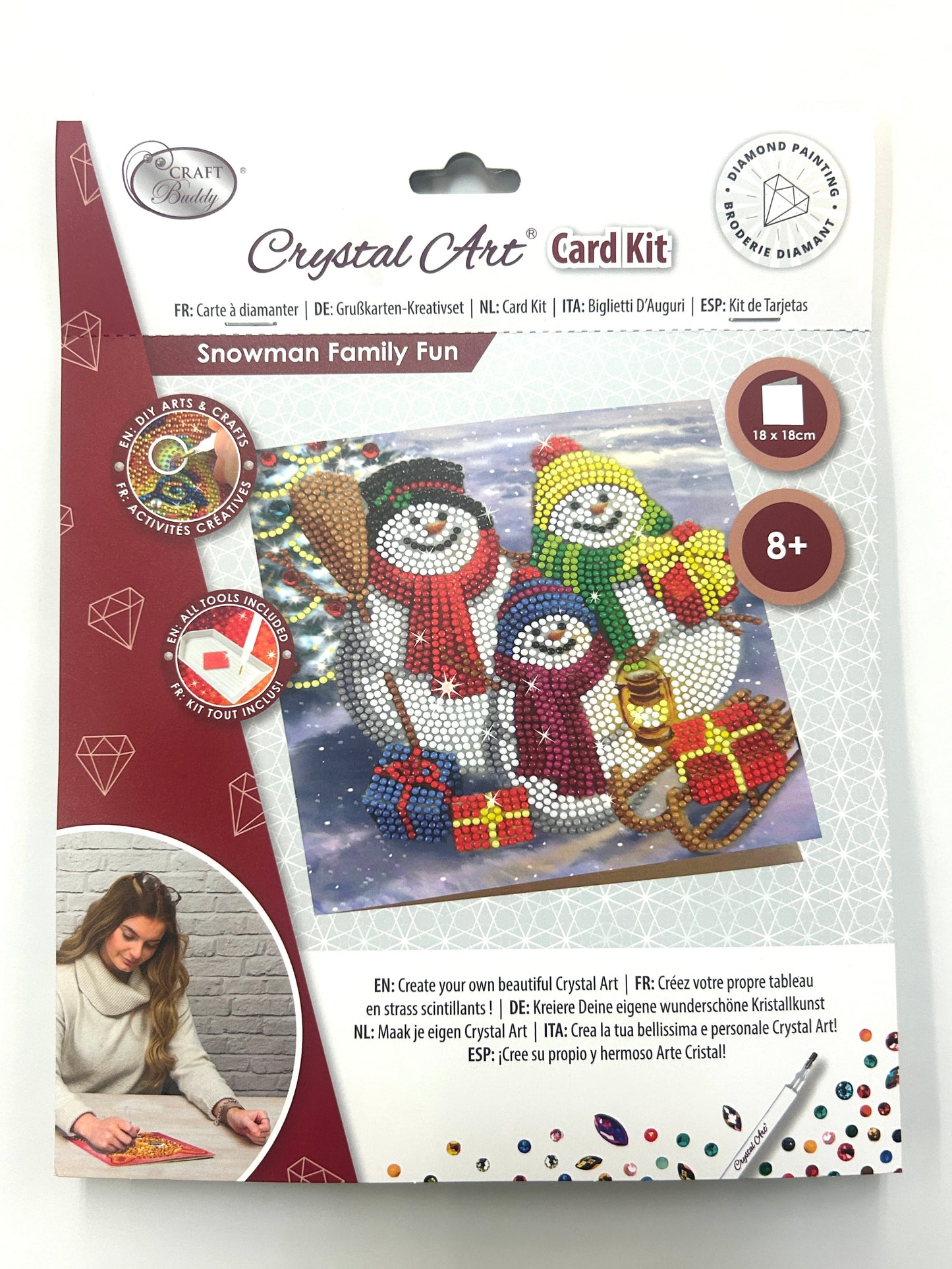 Crystal Art Card Kit - Snowman Family Fun - Craft Kit