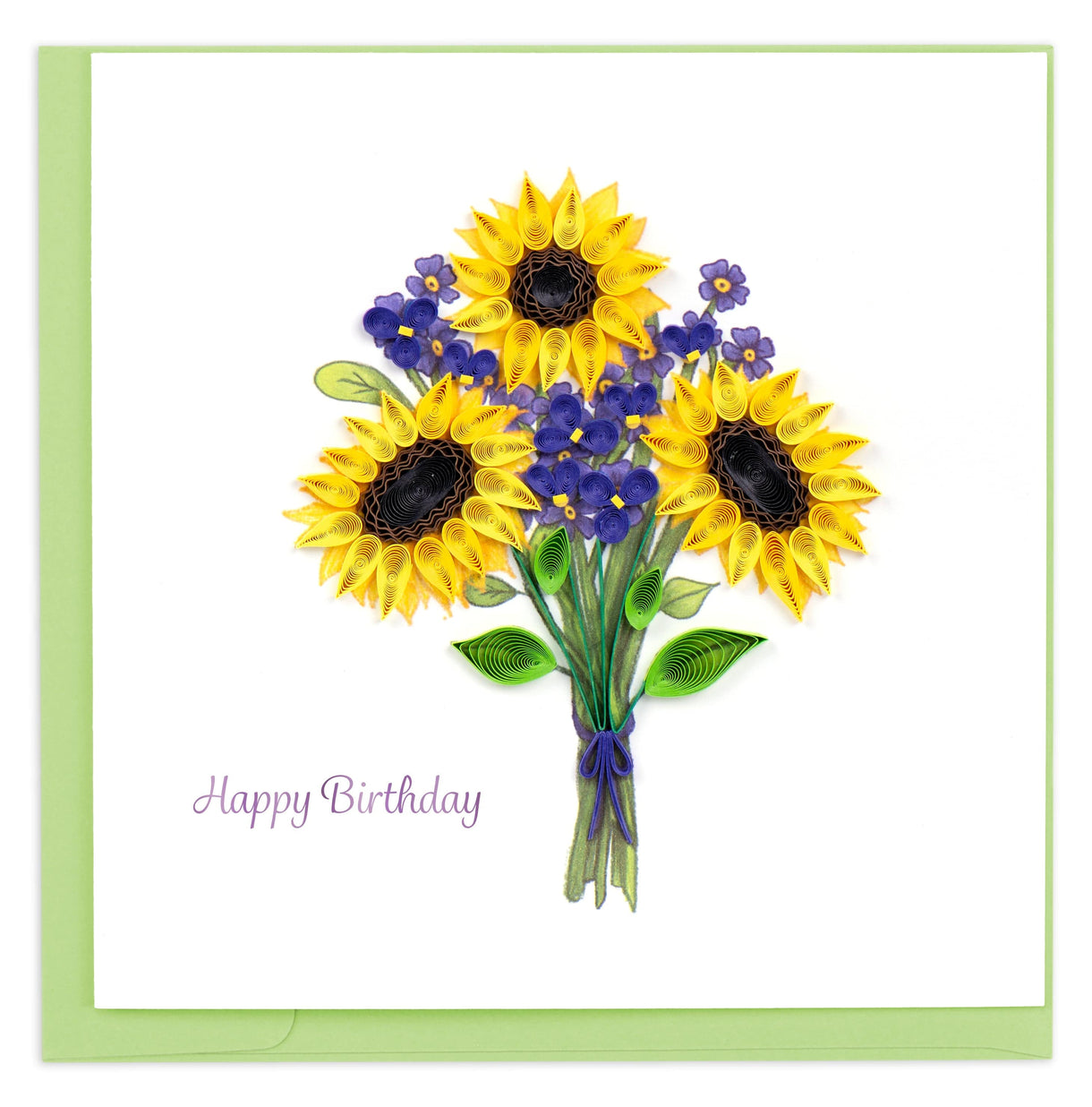 Quilling Card - Birthday Sunflower Bouquet - handcrafted - Blank inside