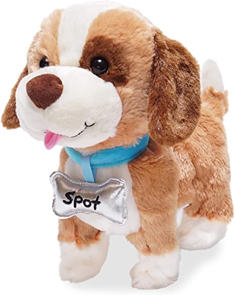 My Favourite Pet Spot - Puppy Dog - Goldy Brown, Dark Brown and Cream - Playful Phrases when Petted - Moves and Walks