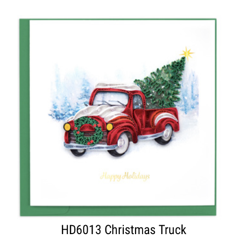 Quilling Card - Christmas - Christmas Truck - handcrafted - Blank inside