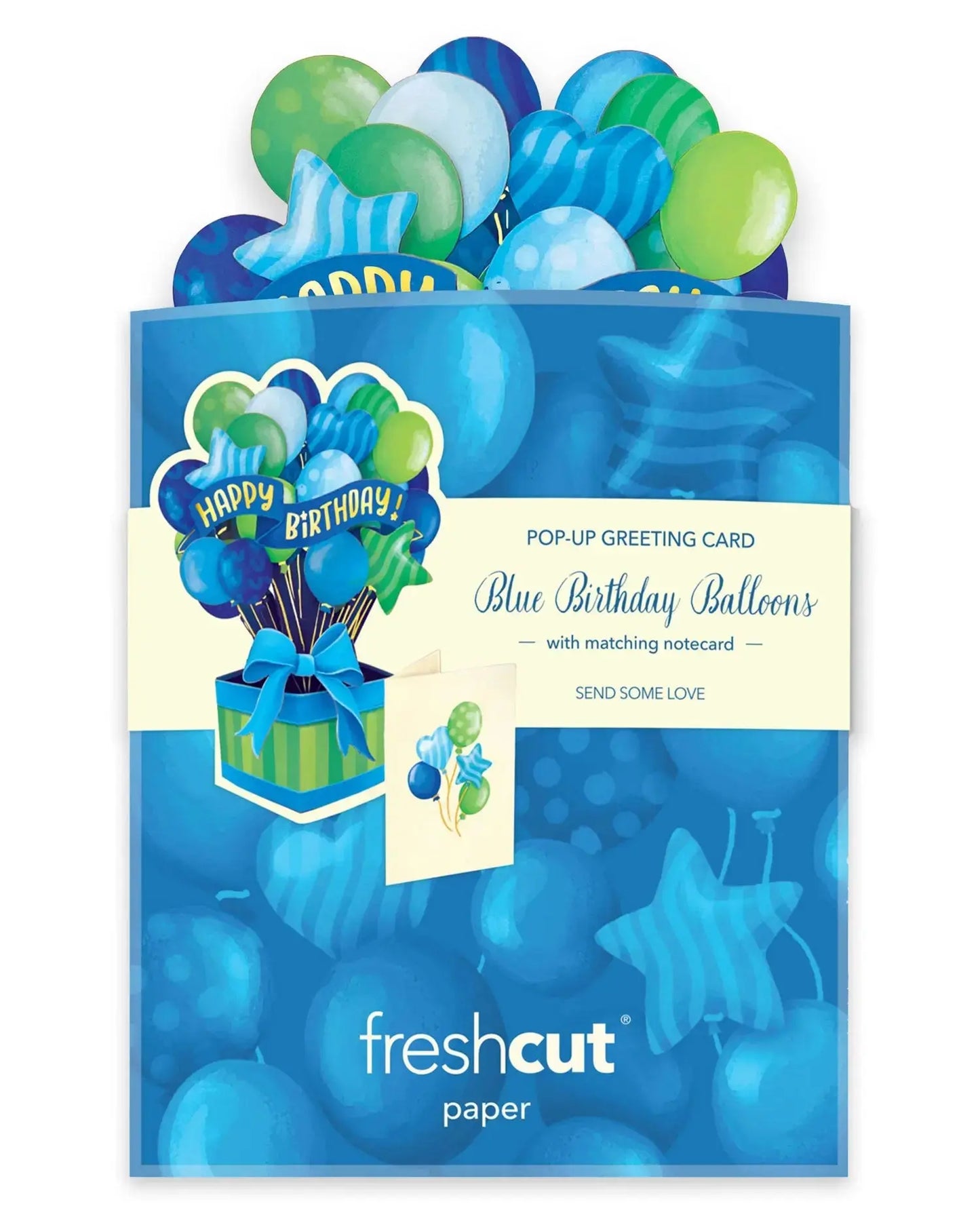Mini Birthday Balloons Popup Card - Blue - Fresh Cut