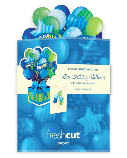 Mini Birthday Balloons Popup Card - Blue - Fresh Cut