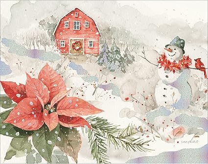 Lang Christmas Cards - Poinsettia Village - 18 per Box