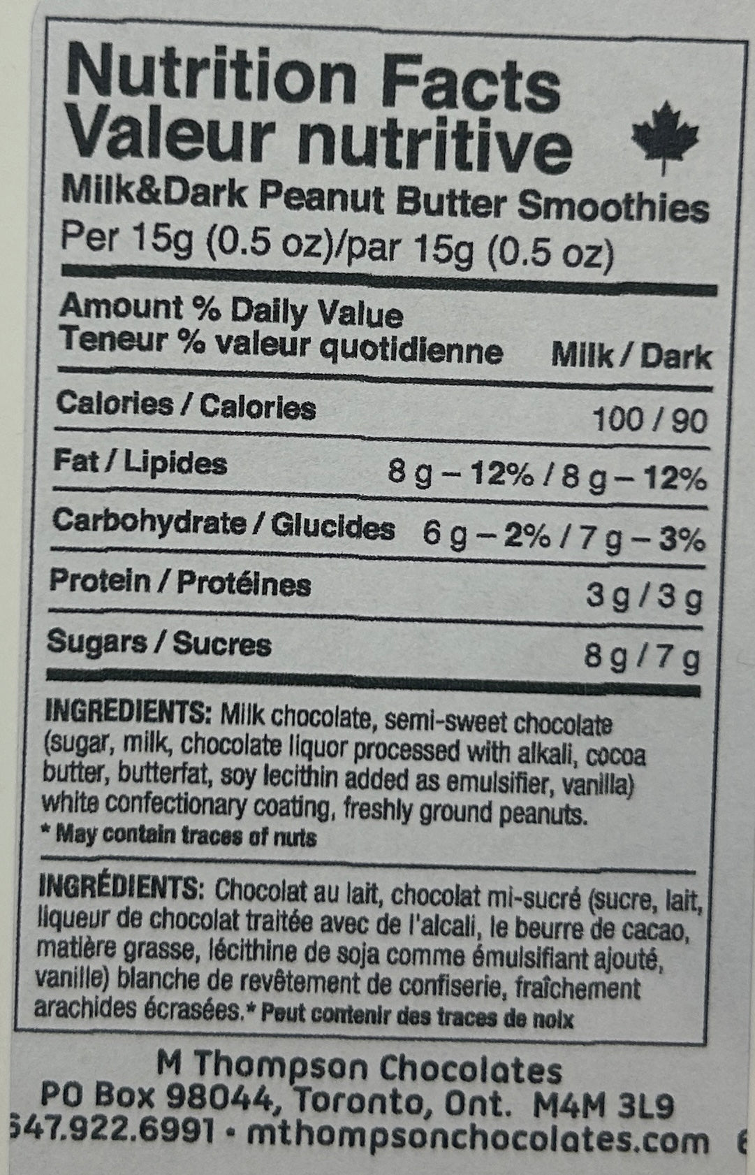 Peanut Butter Smoothies - Milk and Dark Chocolate - 225g - M. Thompson