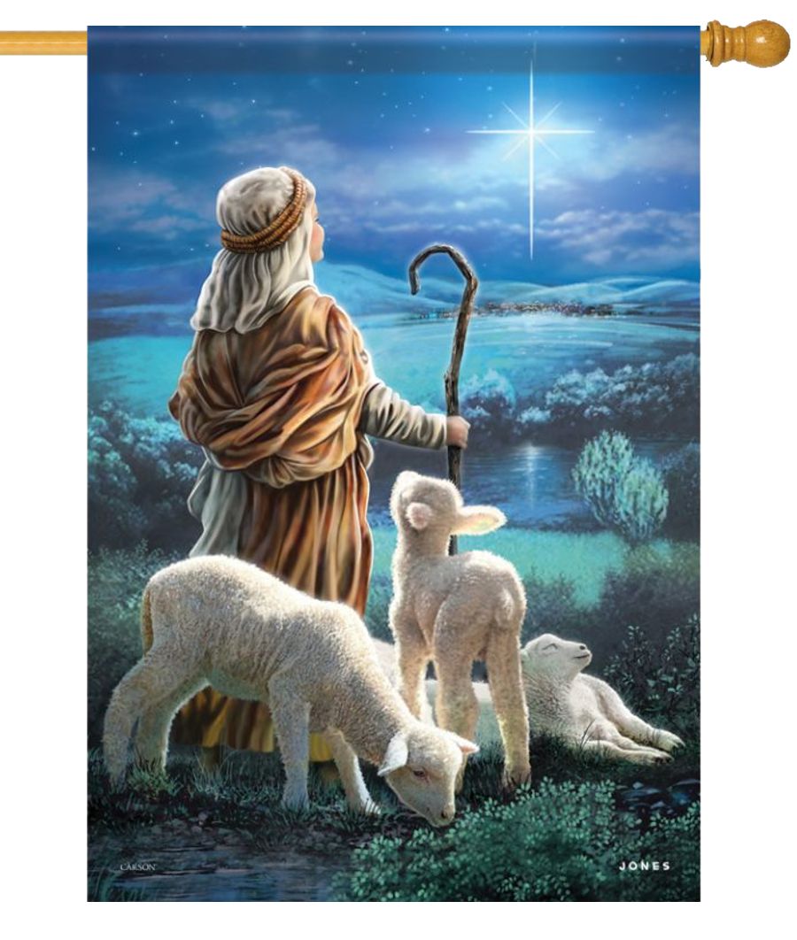 Shepherd Boy - Boy with Three Lambs - Garden Flag