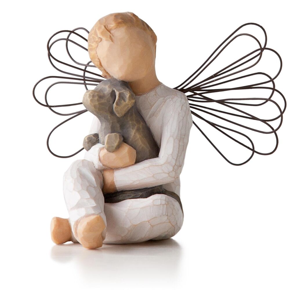 Willow Tree: Angel of Comfort - Sitting Holding Puppy Dog - Wire Wings