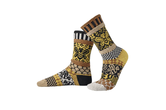 Honey Bee - Extra Large - Mismatched Crew Socks - Solmate Socks