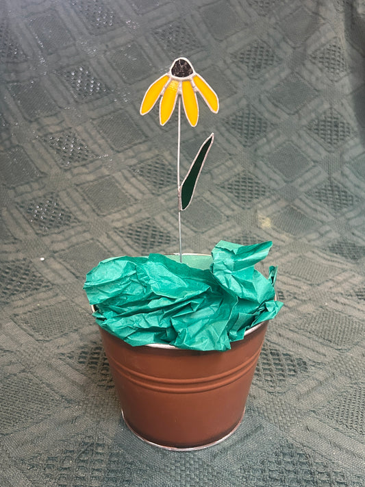 Black Eyed Susan - Stained Glass Planter Stake