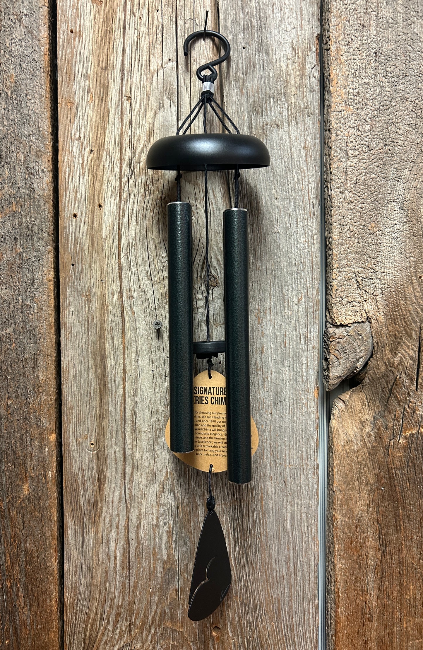 Wind Chime - 21" Forest Green Tubes - Black Metal top and Sail