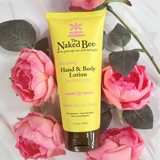 Hand & Body Lotion 6.7 oz - Vanilla, Rose & Honey - The Naked Bee