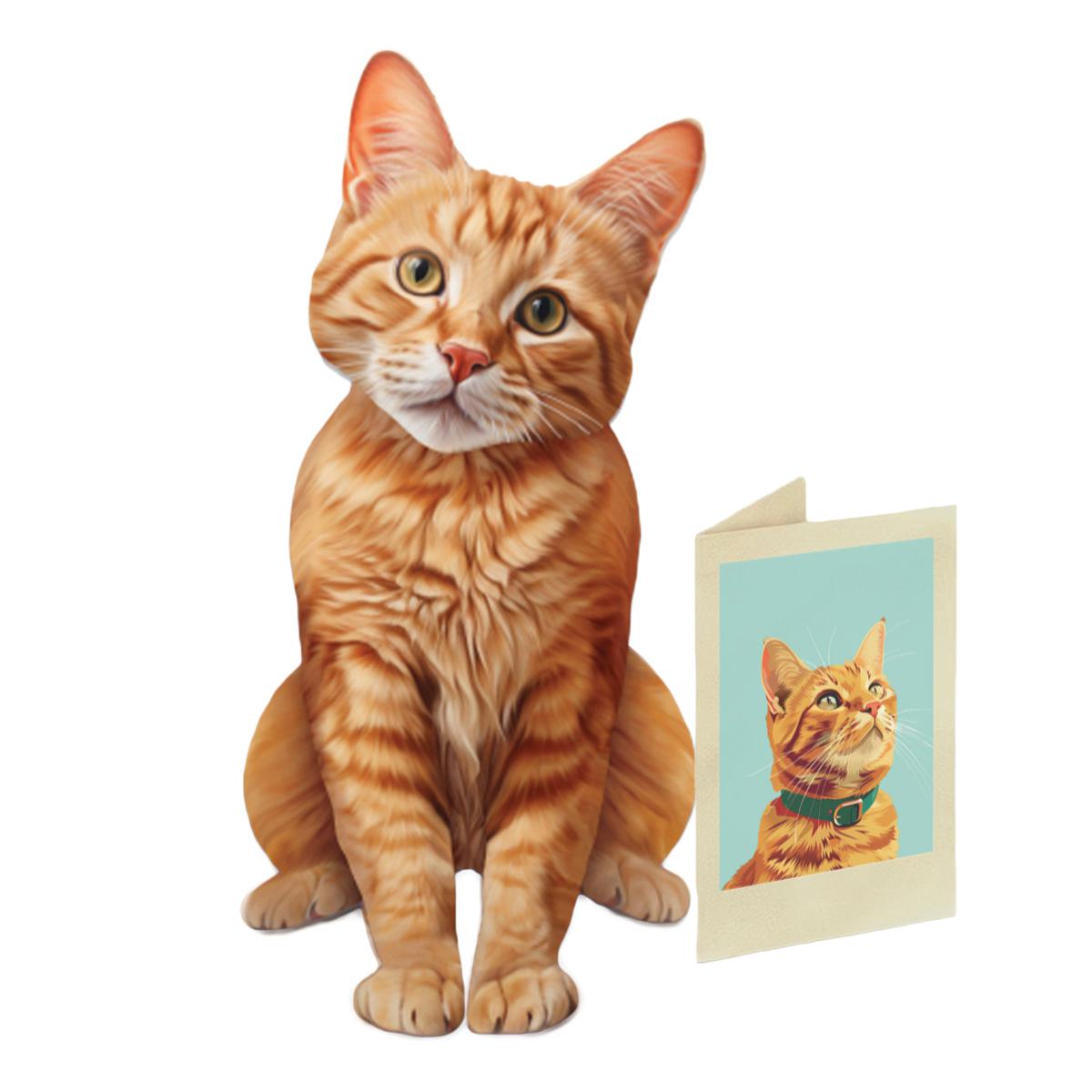 Pop up Cat Card - Orange Tabby - Fresh Cut