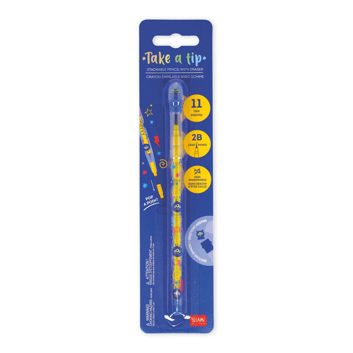 Take a Tip - Monster Stackable Pencil with Eraser - Legami