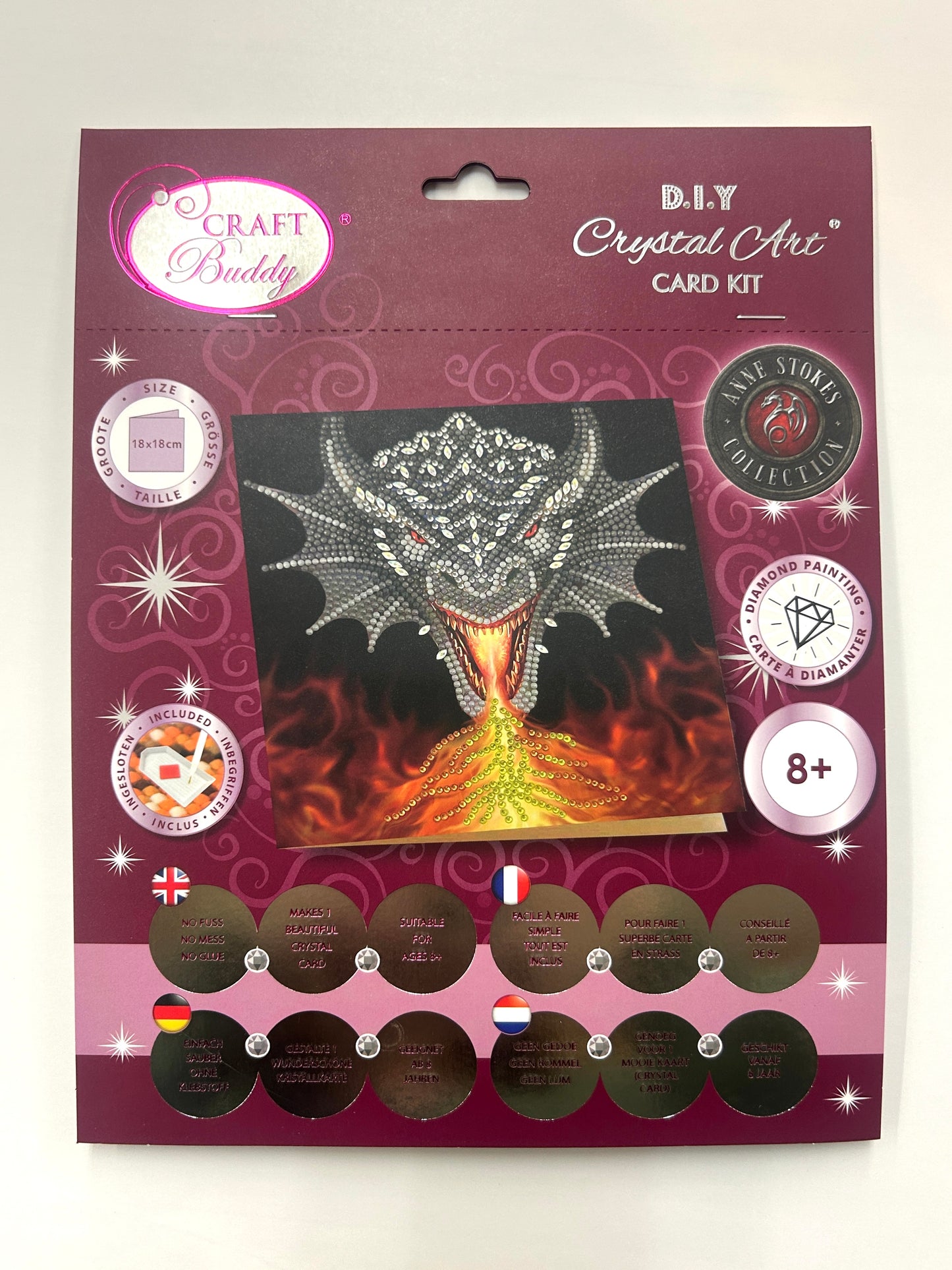 Crystal Art Card Kit - Dragon Fire Head - Craft Kit